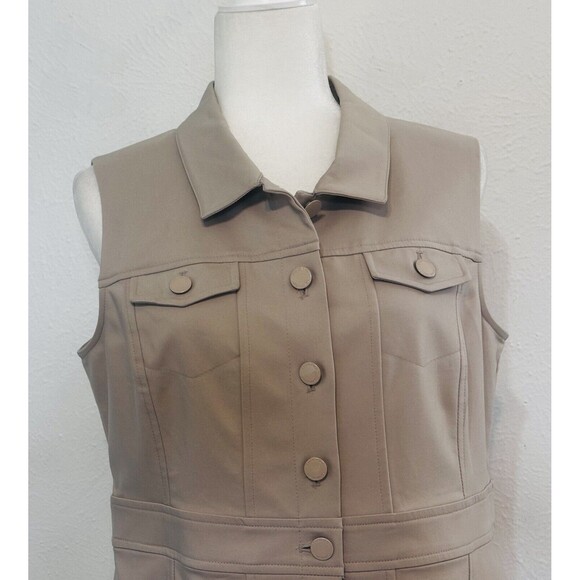 Calvin Klein Size 12 Collared Button Front Dress Sleeveless Career Old Money - Picture 2 of 11